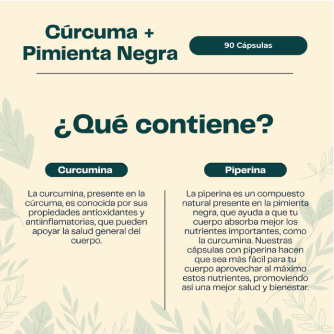 Suplemento: Cúrcuma + Pimienta negra 550 mg